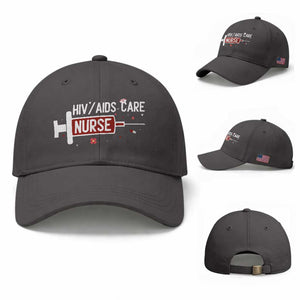 HIV AIDS Care Nurse Baseball Cap Red Ribbon Support Gift TS12 Baseball Cap Universal Fit Dark Gray Print Your Wear