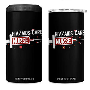 HIV AIDS Care Nurse 4 in 1 Can Cooler Tumbler Red Ribbon Support Gift TS12 One Size: 16 oz Black Print Your Wear
