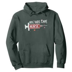 HIV AIDS Care Nurse Hoodie Red Ribbon Support Gift TS12 Dark Forest Green Print Your Wear