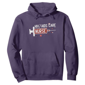 HIV AIDS Care Nurse Hoodie Red Ribbon Support Gift TS12 Purple Print Your Wear