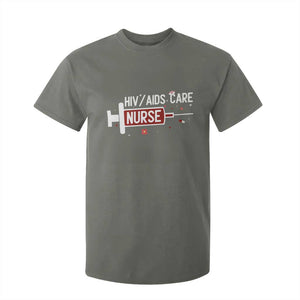 HIV AIDS Care Nurse T Shirt For Kid Red Ribbon Support Gift TS12 Military Green Print Your Wear