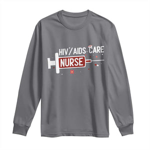 HIV AIDS Care Nurse Long Sleeve Shirt Red Ribbon Support Gift TS12 Charcoal Print Your Wear