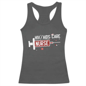 HIV AIDS Care Nurse Racerback Tank Top Red Ribbon Support Gift - Print Your Wear