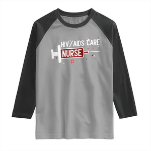 HIV AIDS Care Nurse Raglan Shirt Red Ribbon Support Gift TS12 Sport Gray Black Print Your Wear
