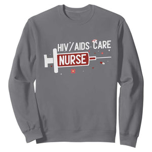 HIV AIDS Care Nurse Sweatshirt Red Ribbon Support Gift TS12 Charcoal Print Your Wear