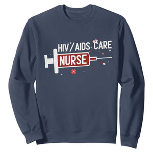 HIV AIDS Care Nurse Sweatshirt Red Ribbon Support Gift TS12 Navy Print Your Wear
