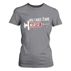HIV AIDS Care Nurse T Shirt For Women Red Ribbon Support Gift TS12 Charcoal Print Your Wear