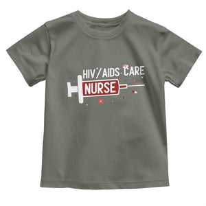 HIV AIDS Care Nurse Toddler T Shirt Red Ribbon Support Gift TS12 Military Green Print Your Wear
