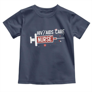 HIV AIDS Care Nurse Toddler T Shirt Red Ribbon Support Gift TS12 Navy Print Your Wear