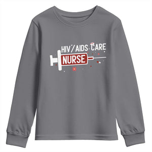 HIV AIDS Care Nurse Youth Sweatshirt Red Ribbon Support Gift TS12 Charcoal Print Your Wear
