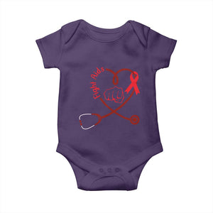 Fight AIDS Nurse Baby Onesie Red Ribbon HIV Awareness Gift TS12 Purple Print Your Wear