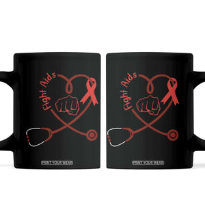 Fight AIDS Nurse Coffee Mug Red Ribbon HIV Awareness Gift TS12 Black Print Your Wear