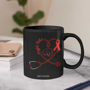 Fight AIDS Nurse Coffee Mug Red Ribbon HIV Awareness Gift TS12 Print Your Wear