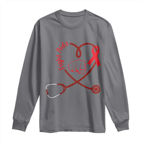 Fight AIDS Nurse Long Sleeve Shirt Red Ribbon HIV Awareness Gift TS12 Charcoal Print Your Wear