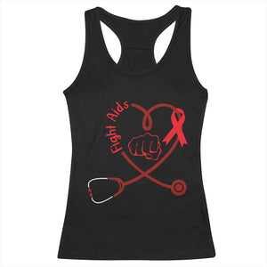 Fight AIDS Nurse Racerback Tank Top Red Ribbon HIV Awareness Gift - Print Your Wear