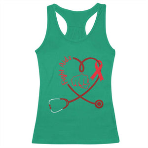 Fight AIDS Nurse Racerback Tank Top Red Ribbon HIV Awareness Gift TS12 Irish Green Print Your Wear