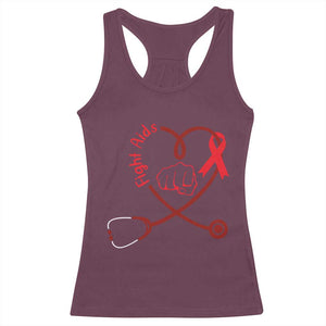 Fight AIDS Nurse Racerback Tank Top Red Ribbon HIV Awareness Gift TS12 Maroon Print Your Wear