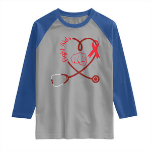 Fight AIDS Nurse Raglan Shirt Red Ribbon HIV Awareness Gift TS12 Sport Gray Royal Print Your Wear