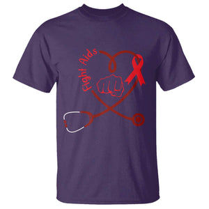 Fight AIDS Nurse T Shirt Red Ribbon HIV Awareness Gift TS12 Purple Print Your Wear