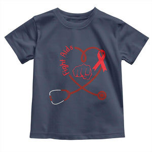 Fight AIDS Nurse Toddler T Shirt Red Ribbon HIV Awareness Gift TS12 Navy Print Your Wear