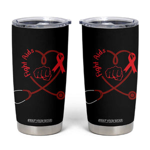 Fight AIDS Nurse Tumbler Cup Red Ribbon HIV Awareness Gift TS12 Black Print Your Wear