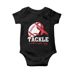 Tackle World AIDS Day Baby Onesie Red Ribbon Football Awareness Gift TS12 Black Print Your Wear