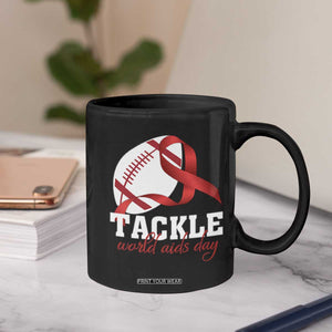 Tackle World AIDS Day Coffee Mug Red Ribbon Football Awareness Gift TS12 Print Your Wear