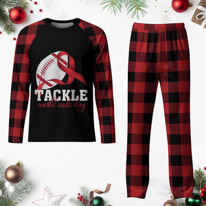 Tackle World AIDS Day Plaid Pajama Set Red Ribbon Football Awareness Gift TS12 Buffalo Plaid Print Your Wear