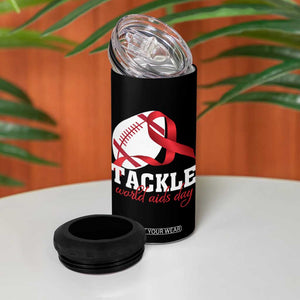 Tackle World AIDS Day 4 in 1 Can Cooler Tumbler Red Ribbon Football Awareness Gift TS12 Print Your Wear