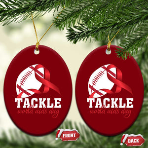 Tackle World AIDS Day Ceramic Ornament Red Ribbon Football Awareness Gift TS12 Print Your Wear