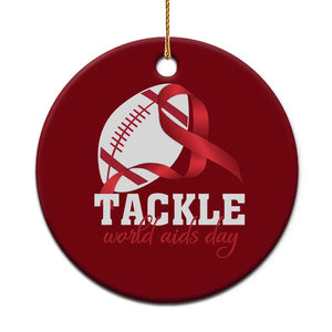 Tackle World AIDS Day Ceramic Ornament Red Ribbon Football Awareness Gift TS12 1pc Red Print Your Wear