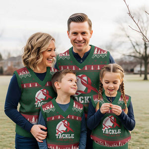 Tackle World AIDS Day V-Neck Knit Sweater Vest Red Ribbon Football Awareness Gift TS12 Red Green Print Your Wear