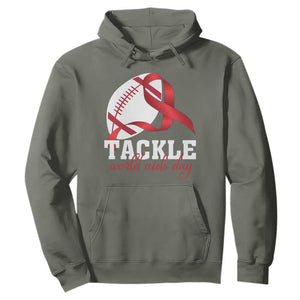 Tackle World AIDS Day Hoodie Red Ribbon Football Awareness Gift TS12 Military Green Print Your Wear