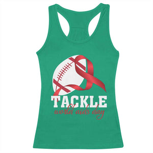 Tackle World AIDS Day Racerback Tank Top Red Ribbon Football Awareness Gift - Print Your Wear