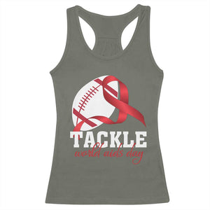Tackle World AIDS Day Racerback Tank Top Red Ribbon Football Awareness Gift - Print Your Wear
