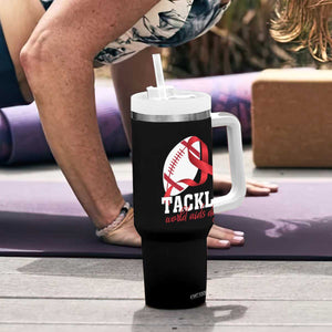 Tackle World AIDS Day Tumbler With Handle Red Ribbon Football Awareness Gift TS12 Print Your Wear