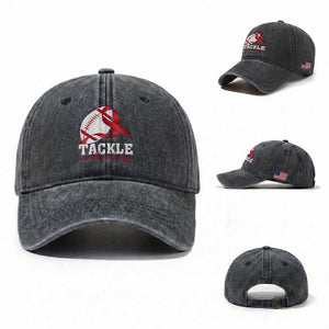 Tackle World AIDS Day Washed Cotton Baseball Cap Red Ribbon Football Awareness Gift TS12 Washed Cap Universal Fit Dark Gray Print Your Wear