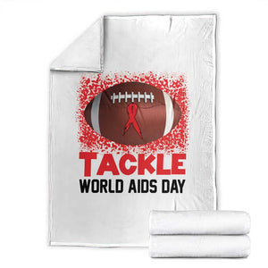 Tackle World AIDS Day Throw Blanket Football HIV Awareness Red Ribbon TS12 White Print Your Wear