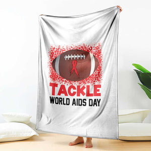 Tackle World AIDS Day Throw Blanket Football HIV Awareness Red Ribbon TS12 Print Your Wear