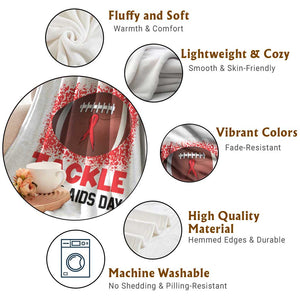 Tackle World AIDS Day Throw Blanket Football HIV Awareness Red Ribbon TS12 Print Your Wear