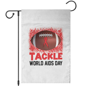 Tackle World AIDS Day Garden Flag Football HIV Awareness Red Ribbon TS12 White Print Your Wear