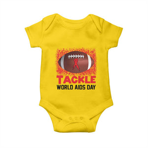 Tackle World AIDS Day Baby Onesie Football HIV Awareness Red Ribbon TS12 Daisy Print Your Wear