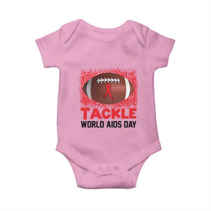 Tackle World AIDS Day Baby Onesie Football HIV Awareness Red Ribbon TS12 Light Pink Print Your Wear