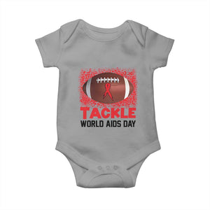 Tackle World AIDS Day Baby Onesie Football HIV Awareness Red Ribbon TS12 Sport Gray Print Your Wear