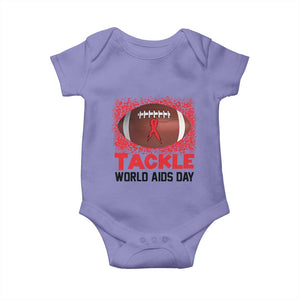 Tackle World AIDS Day Baby Onesie Football HIV Awareness Red Ribbon TS12 Violet Print Your Wear