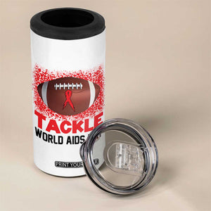 Tackle World AIDS Day 4 in 1 Can Cooler Tumbler Football HIV Awareness Red Ribbon TS12 Print Your Wear
