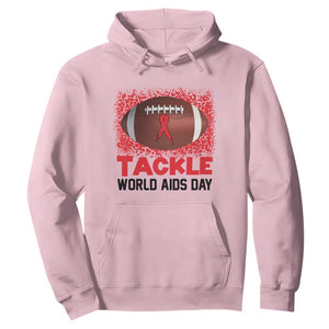 Tackle World AIDS Day Hoodie Football HIV Awareness Red Ribbon TS12 Light Pink Print Your Wear