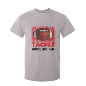 Tackle World AIDS Day T Shirt For Kid Football HIV Awareness Red Ribbon TS12 Ice Gray Print Your Wear