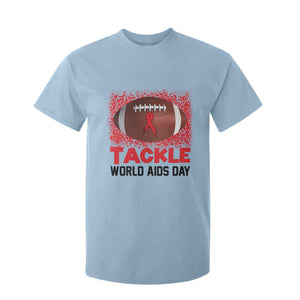 Tackle World AIDS Day T Shirt For Kid Football HIV Awareness Red Ribbon TS12 Light Blue Print Your Wear
