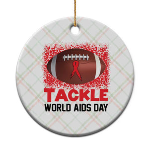 Tackle World AIDS Day Ceramic Ornament Football HIV Awareness Red Ribbon TS12 1pc Christmas Plaid Print Your Wear
